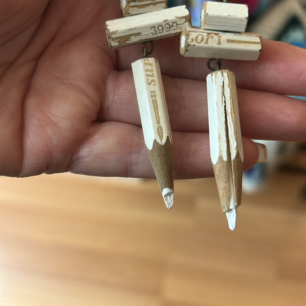 Vintage 1980’s Unique White Pencil Earrings - Picture 10 of 16